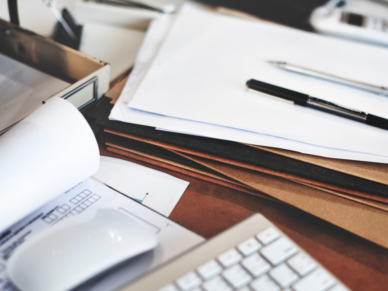 Closeup of working table workplace office.