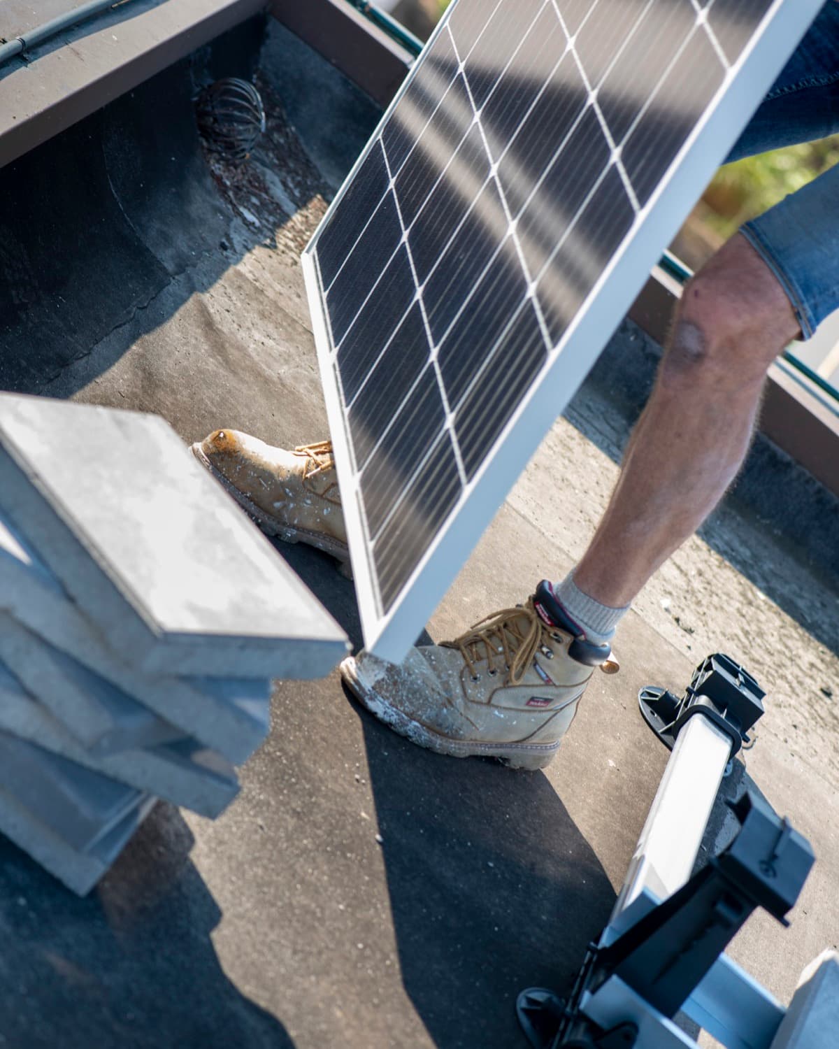Solar panel installation on a rooftop.