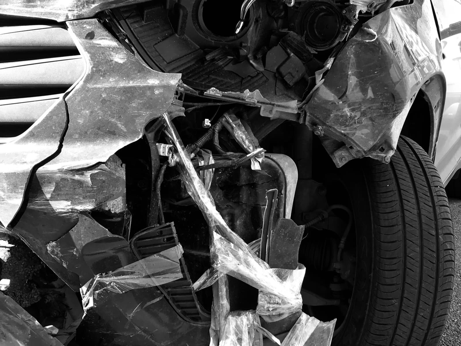 Car that broke down after accident car crash aft.